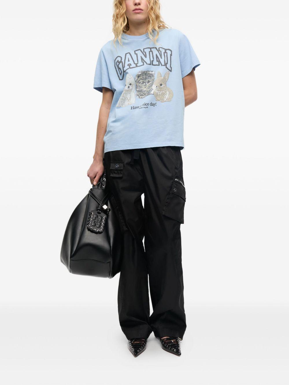 Camiseta Ganni Animals T4278 570 GANNI 