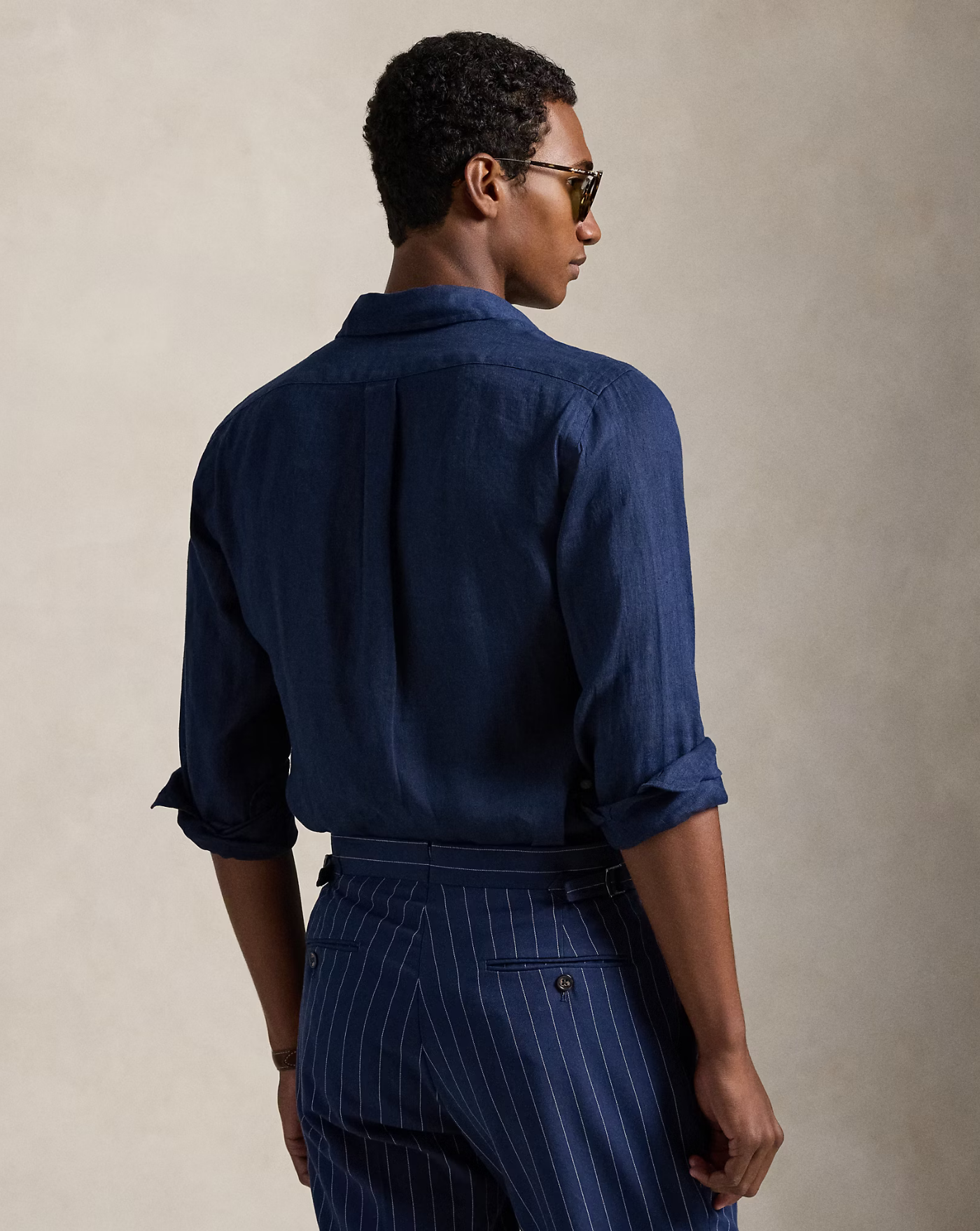 Camisa Polo Ralph Lauren Linen 710966294504 NEWPORT NAVY W/ WHITE PP POLO RALPH LAUREN 