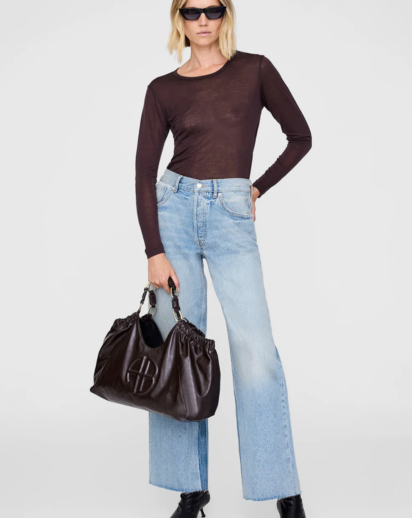 Bolso Anine Bing Medium Kate Tote A133086DBN1 DARK BROWN ANINE BING 