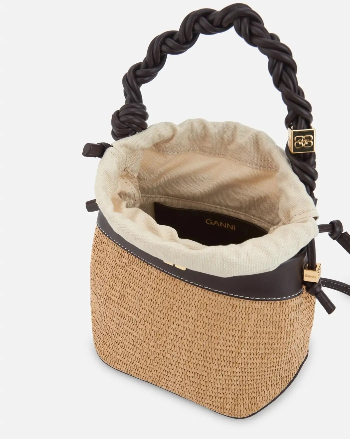 Bolso Ganni Bou Bucket Bag Raffia A6611 901 GANNI 
