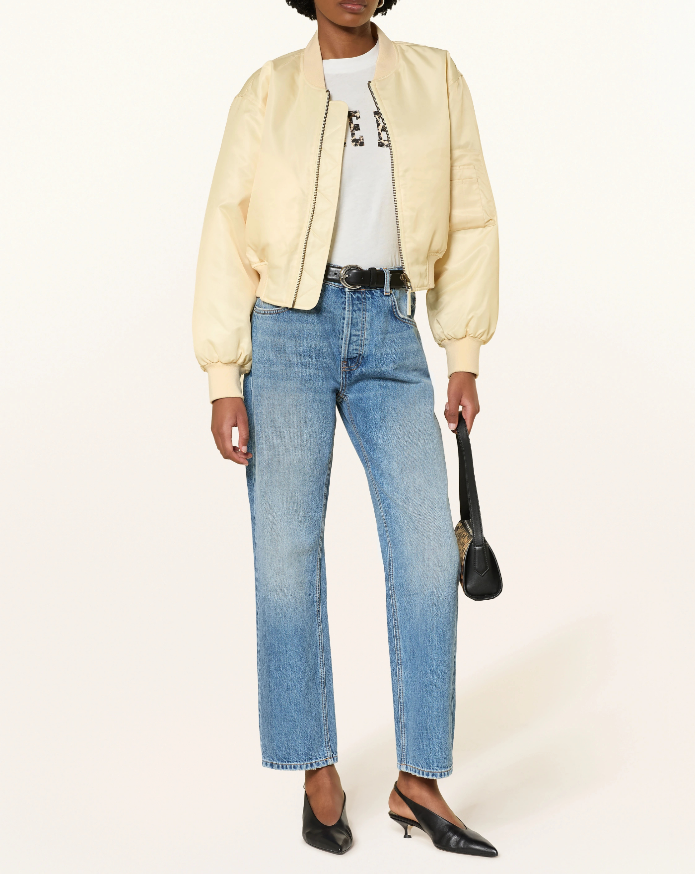 Chaqueta Anine Bing Cropped Leon Bomber A0112156CRM02 BUTTER YELLOW ANINE BING 