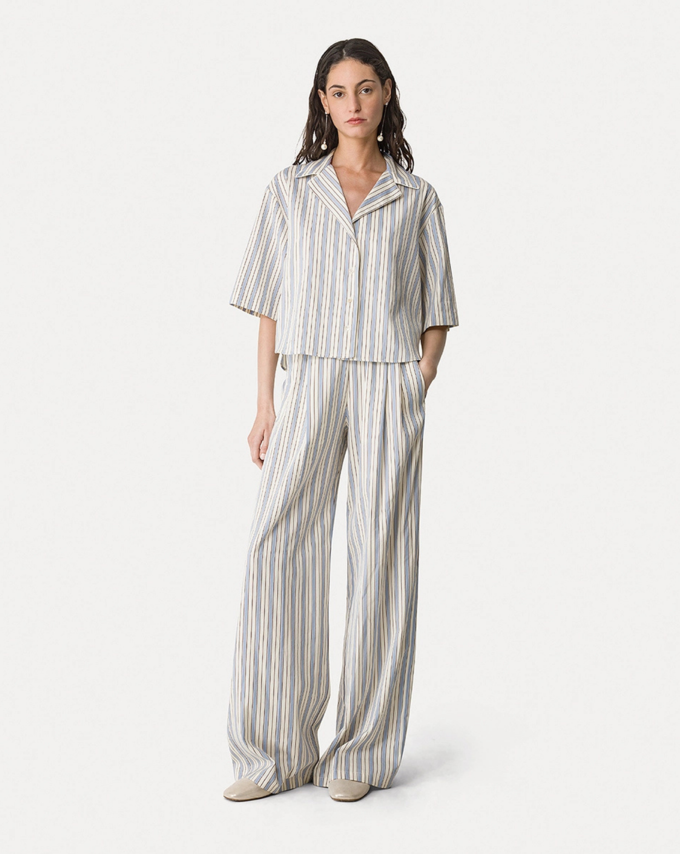 Camisa Forte Forte Sleeved Pinstripe Shirt 14821 5047 FORTE FORTE 