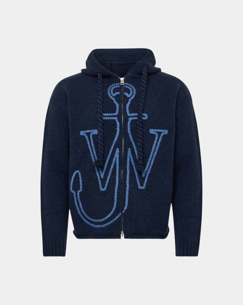 Jersey Jw Anderson Anchor Embroidery Zipped Hoodie KW1429YN0412 768 JW ANDERSON 
