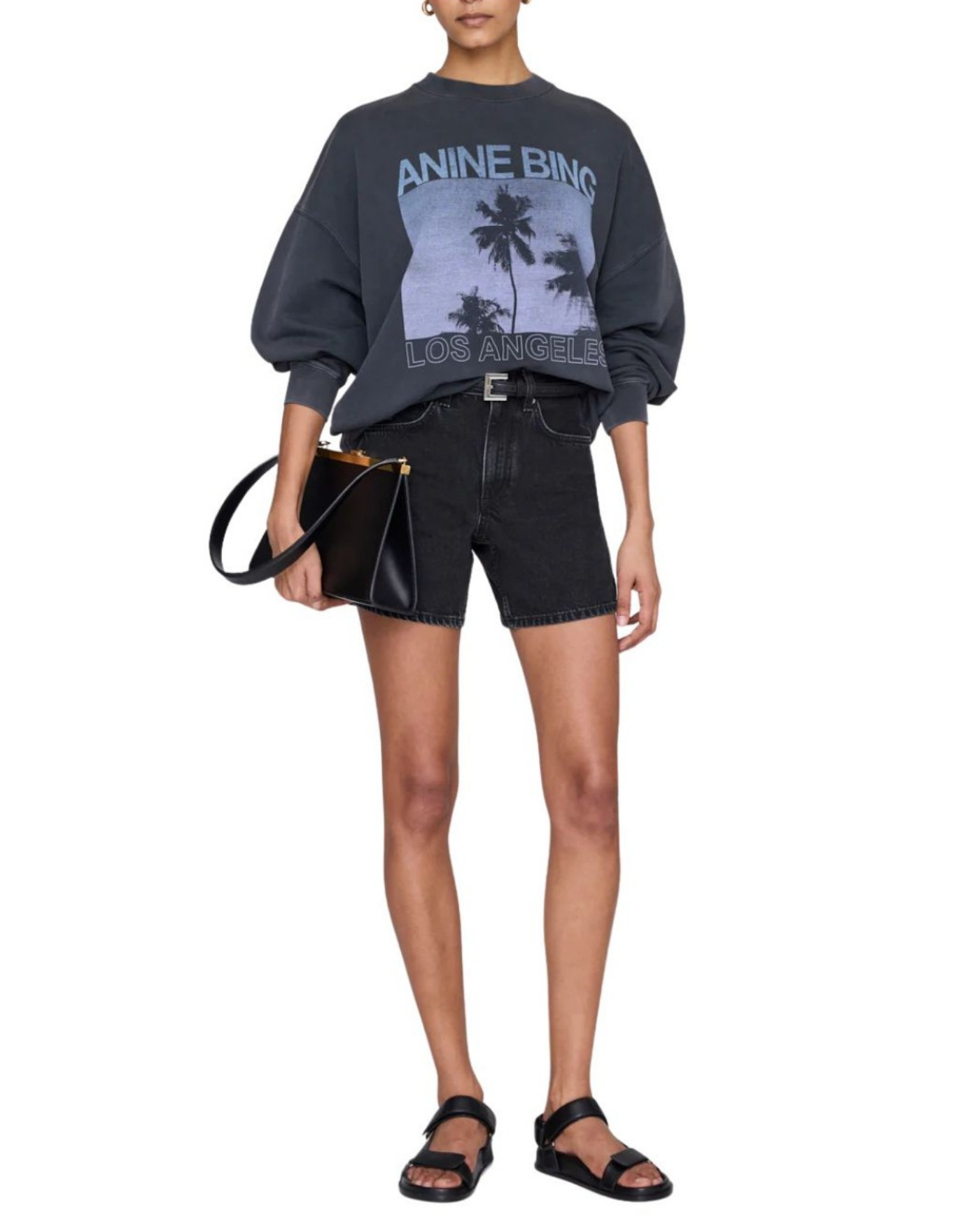 Sudadera Anine Bing Miles Sweatshirt Palms A0812381WHG1 WASHED GREY ANINE BING 