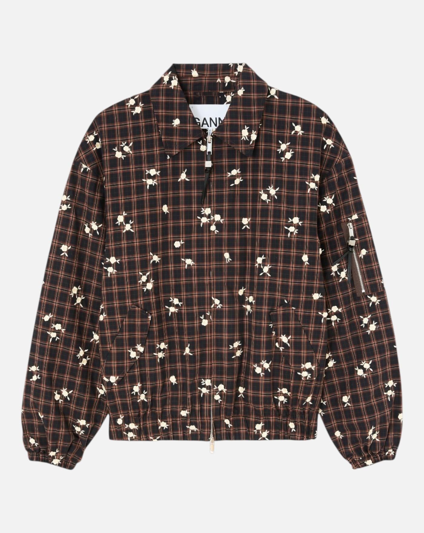 Chaqueta Ganni Yarn Dyed Check Flower Bomber<BR/> A1010198 ZX8 GANNI 