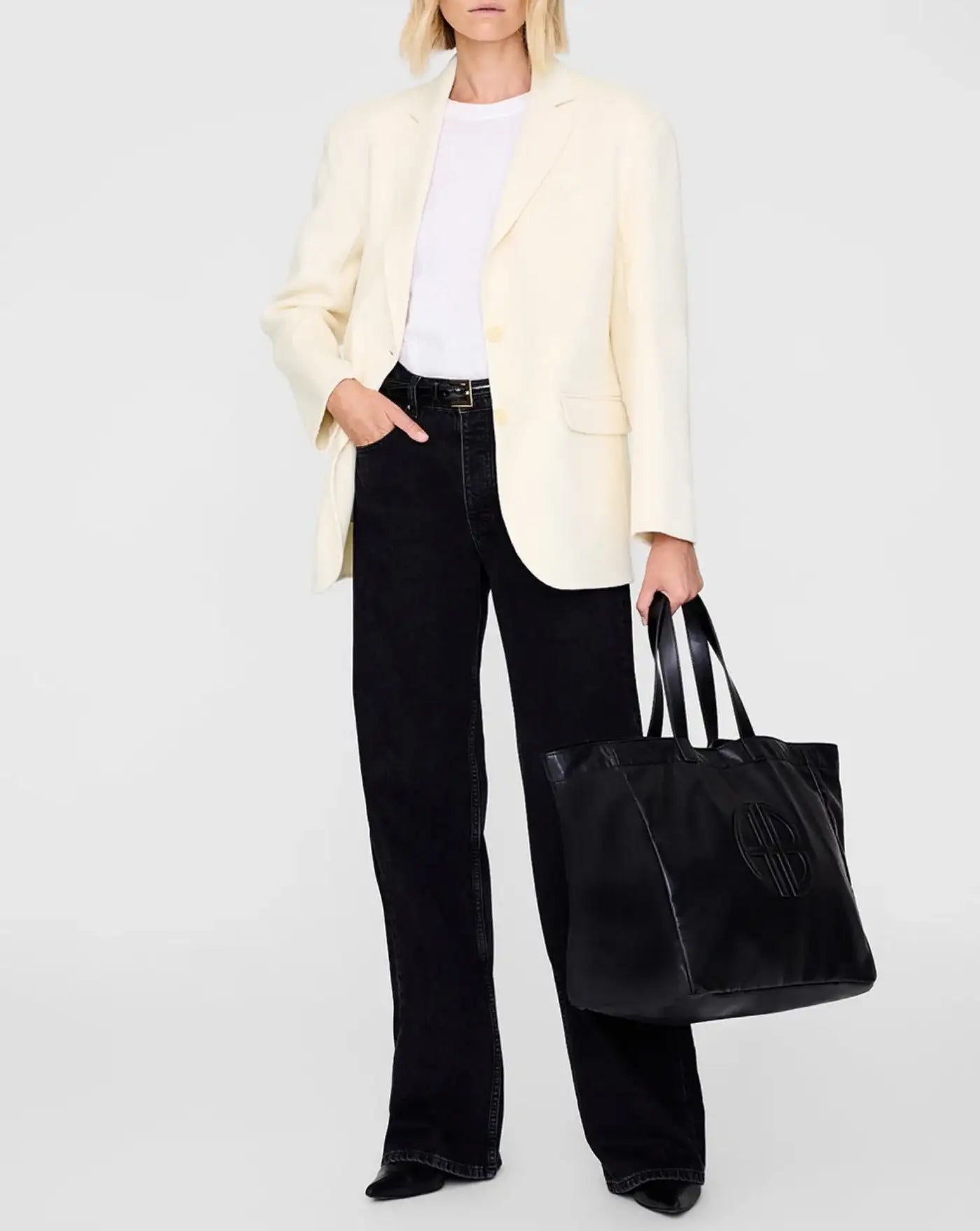 Bolso Anine Bing Large Rio Tote A132148 005BLACK RECYCLED LEATHER ANINE BING 