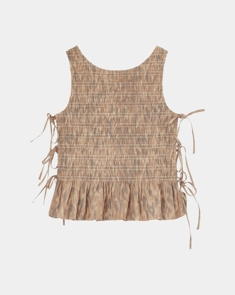 Blusa Ganni Smock Top in Printed Stretch A1040271 ZZZ BURRO GANNI 