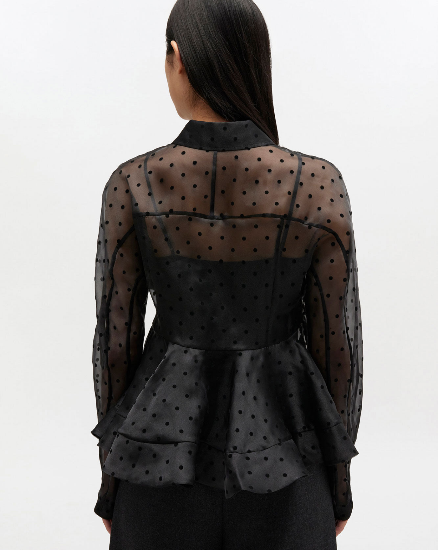 Blusa Ganni Flocked Organza A1040083 099 GANNI 