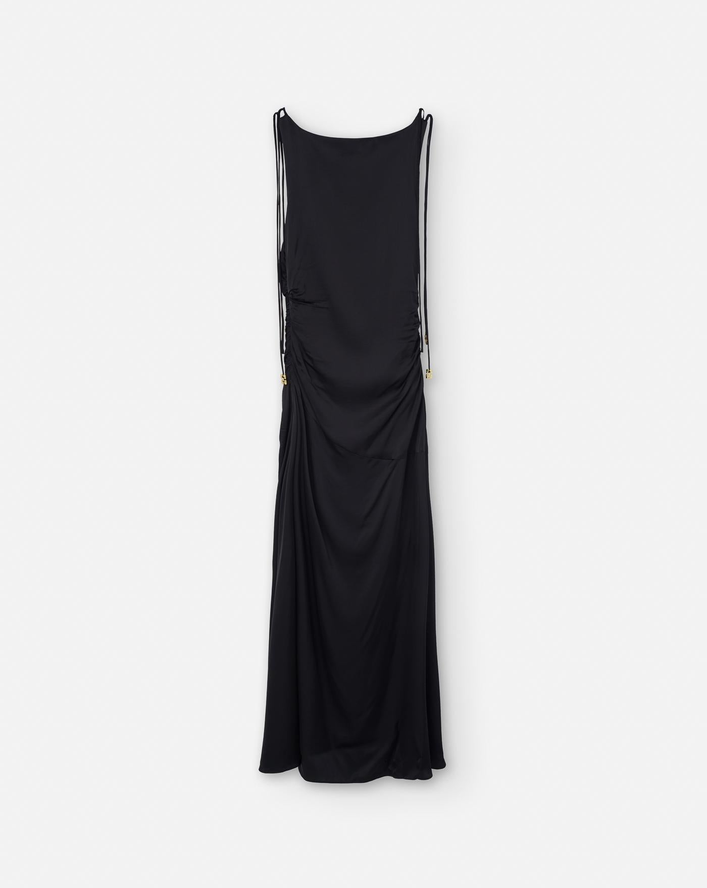 Vestido Ganni Solid Satin Gathered Long Dress W0381 099 GANNI 