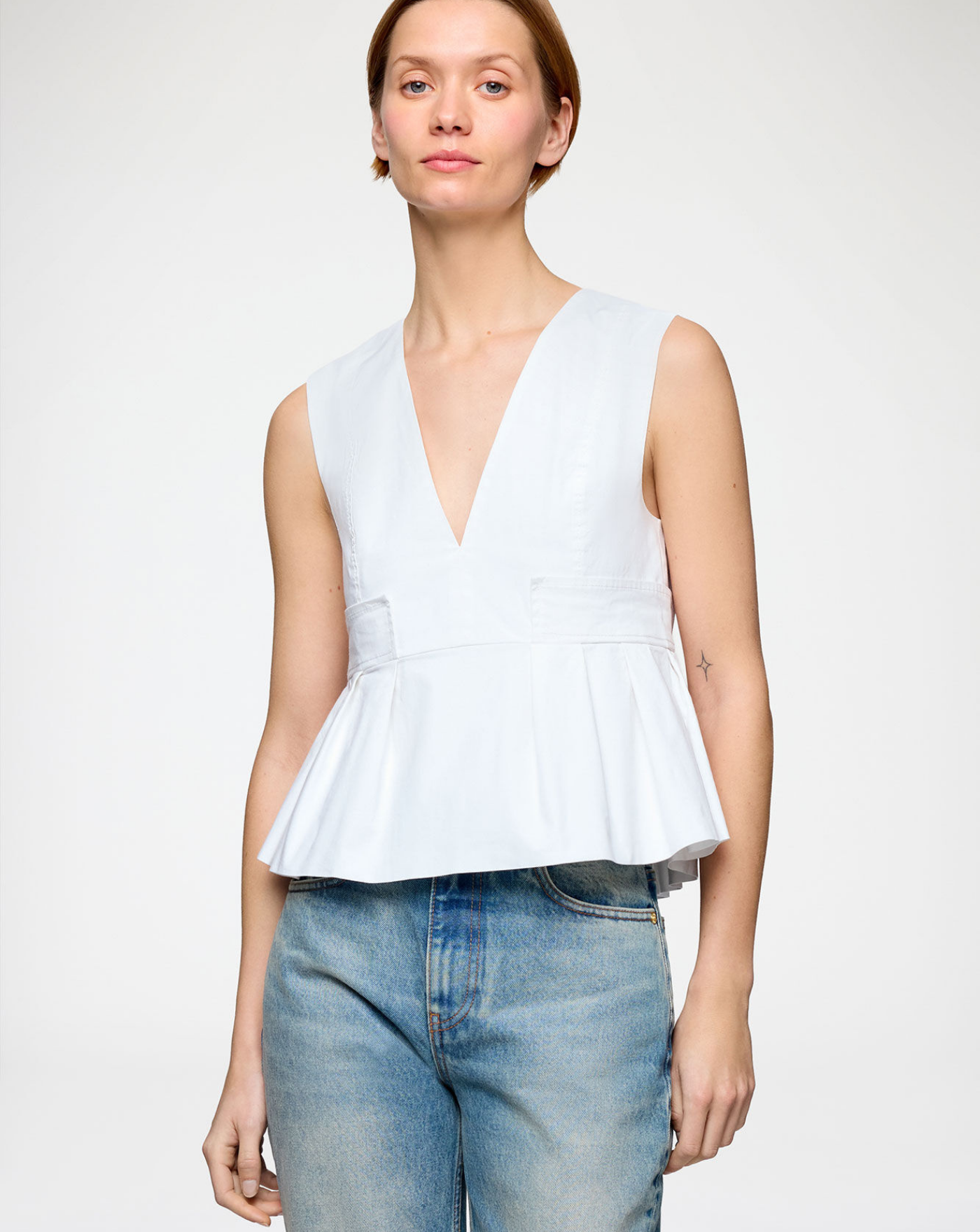 Top Ganni A1040124 151 BRIGHT WHITE GANNI 