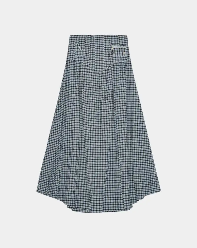 Falda Ganni Seersucker Check Long W0744 326 GANNI 