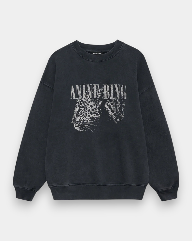 Sudadera Anine Bing Spencer Leopard A0811720WBL1 WASHED BLACK ANINE BING 