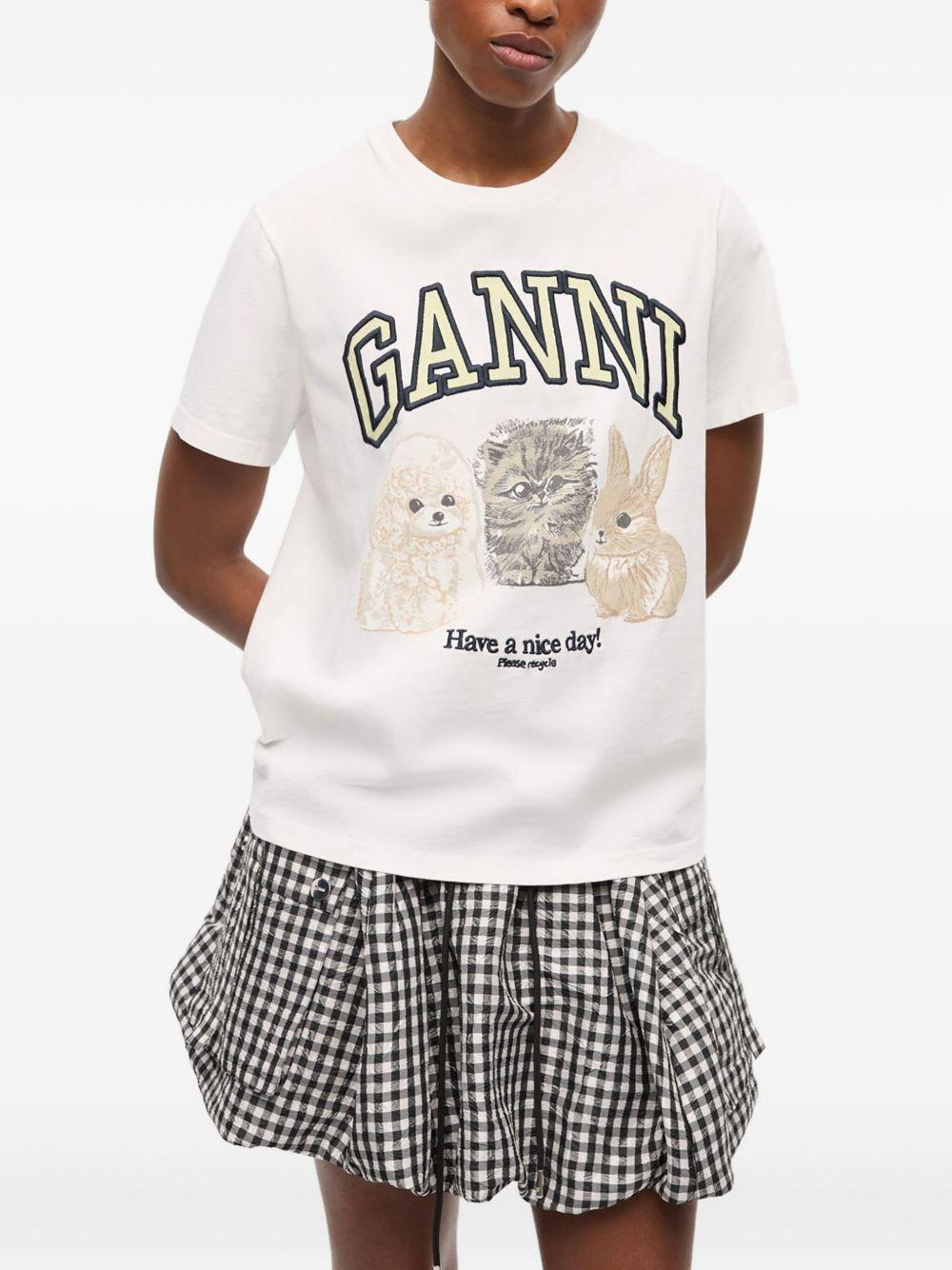 Camiseta Ganni Animals T4237 151 GANNI 