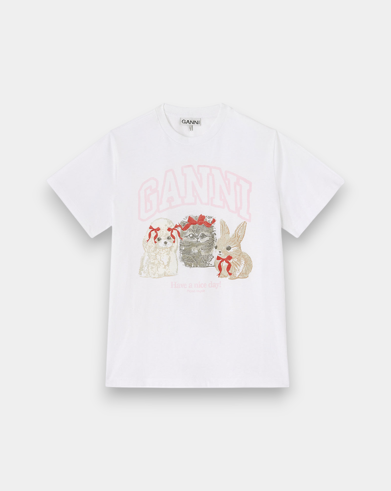 Camiseta Ganni Cute Animals A1050029 151 GANNI 