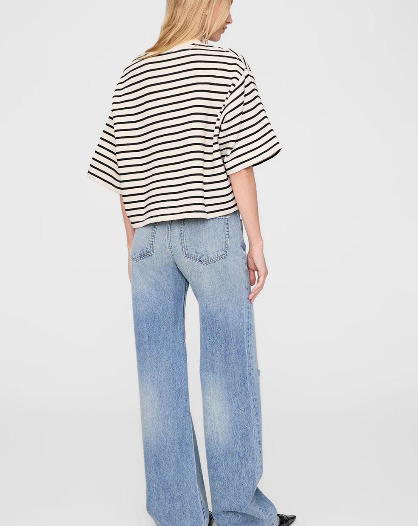 Camiseta Anine Bing Myers Cropped Tee A0811431 WHITE BLACK ANINE BING 