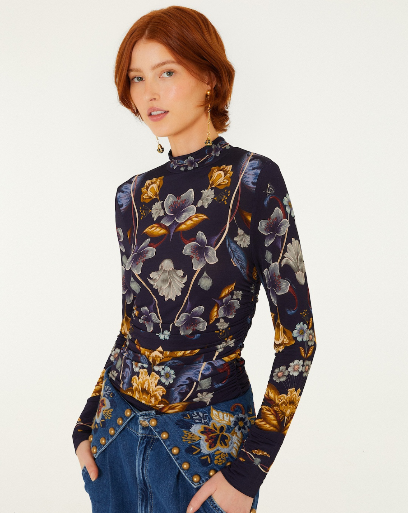 Jersey Farm Rio Golden Nature Navy Blue Blouse 368994 26051 GOLDEN NATURE NAVY FARM RIO 