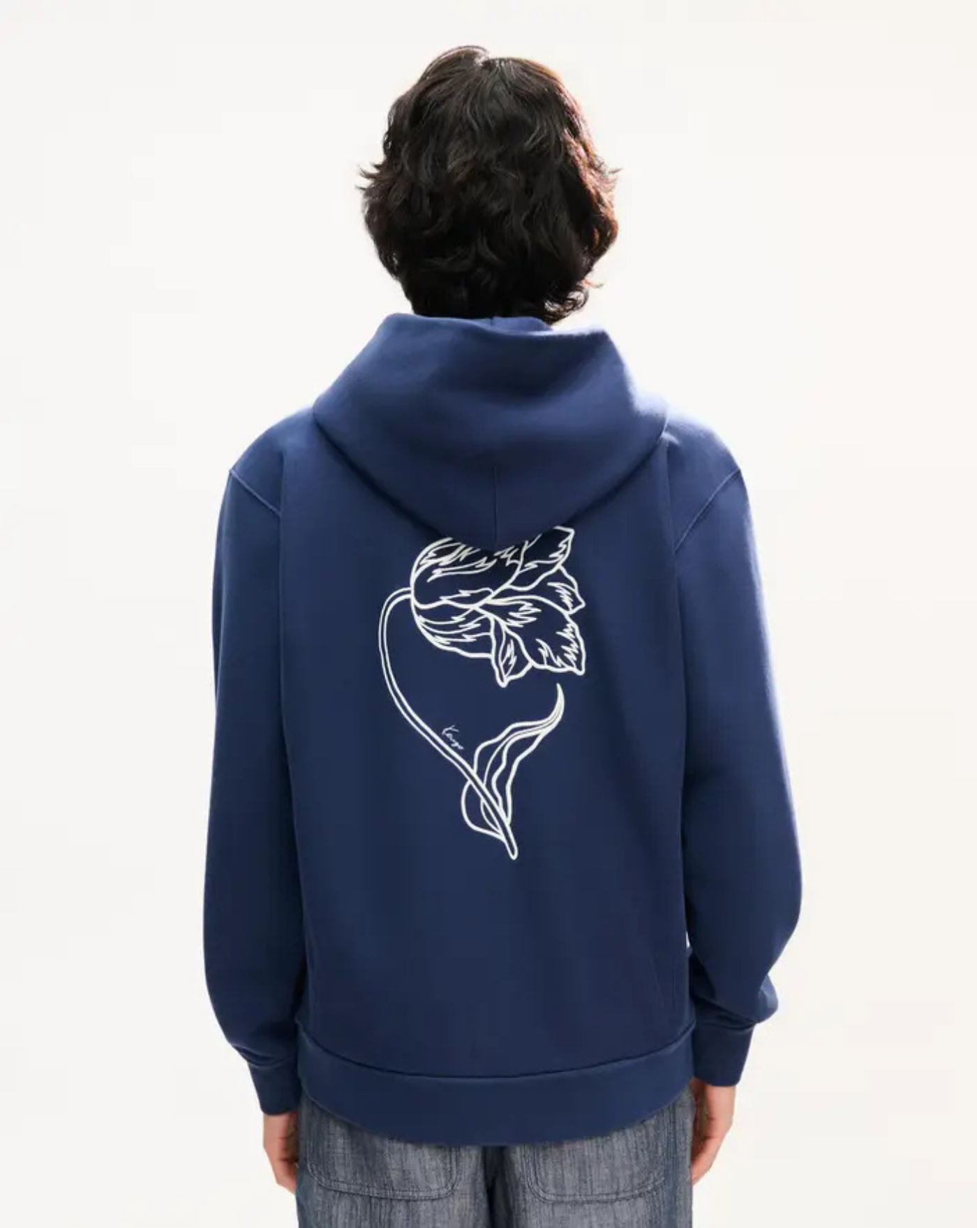 Sudadera con capucha y cremallera de algodón bordada 'KENZO Tulip'<BR/><BR/> FG65HO2714MJ 79 BLUE BLACK KENZO 