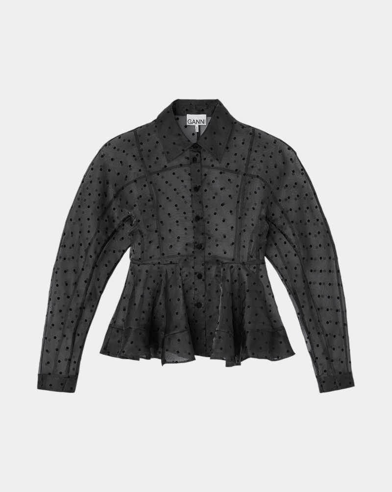 Blusa Ganni Flocked Organza A1040083 099 GANNI 