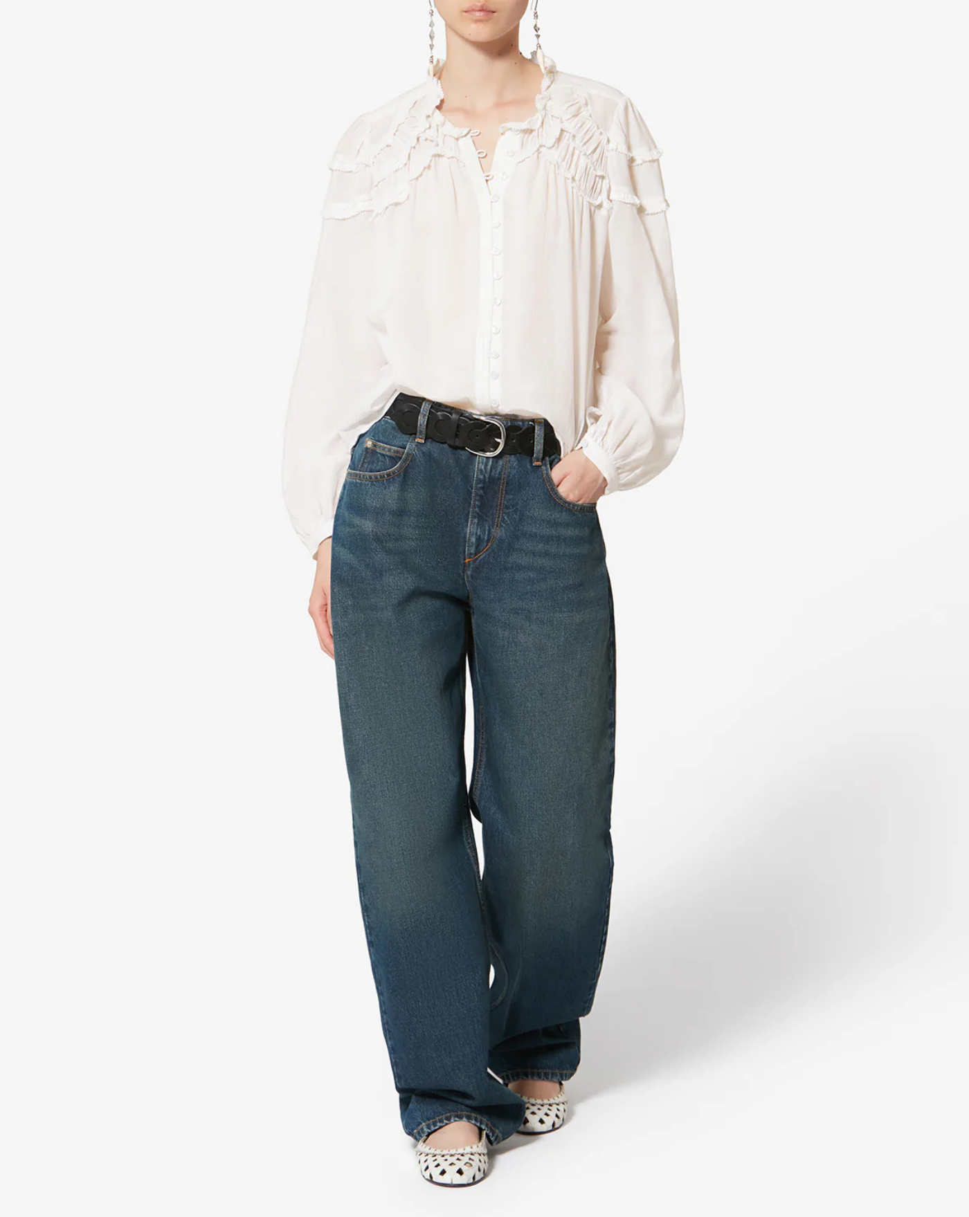 Camisa Isabel Marant Christa HT0681FB B3J04E WH ISABEL MARANT 