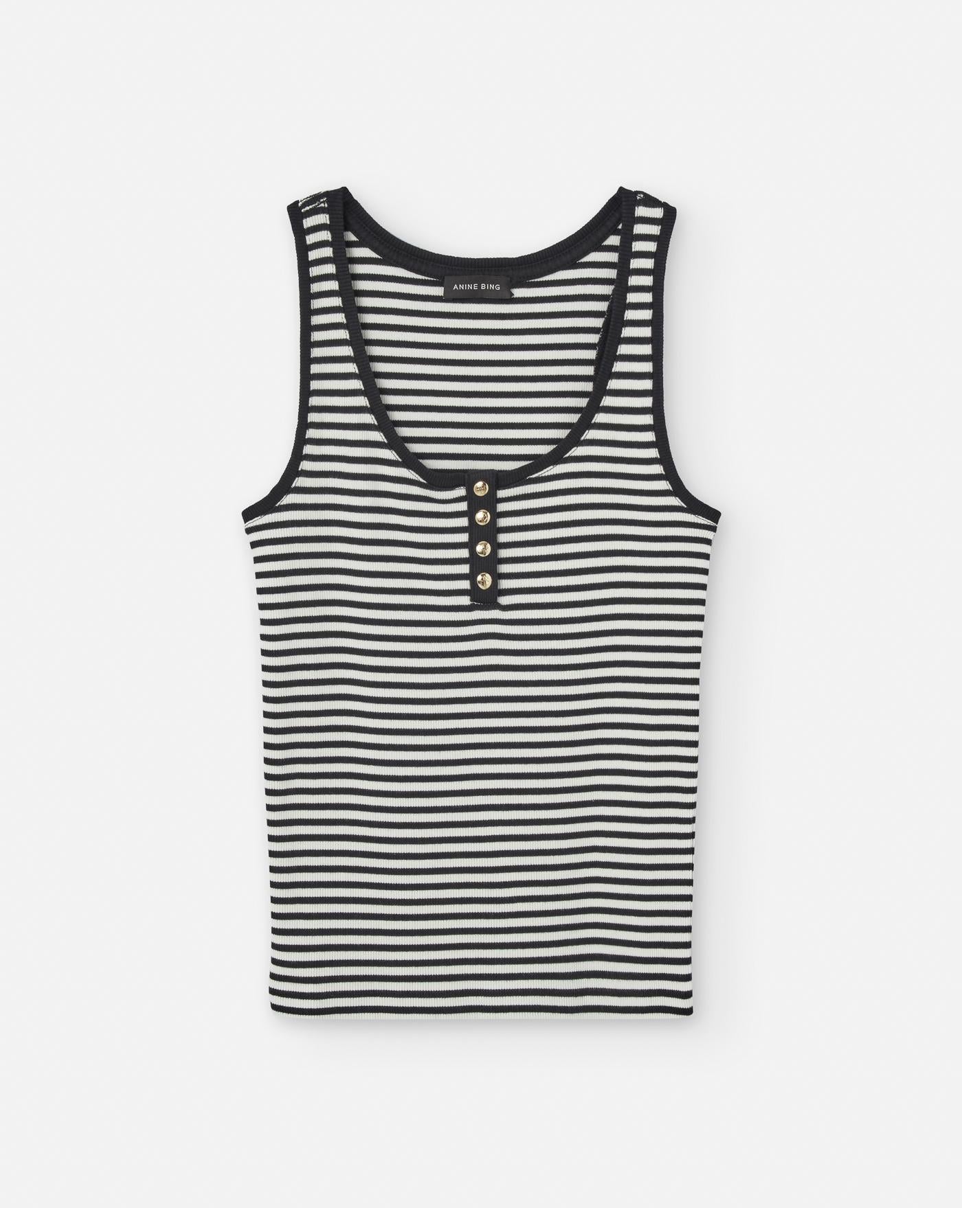 alexia tank-cream and black stripe A0810316 MULTI ANINE BING 