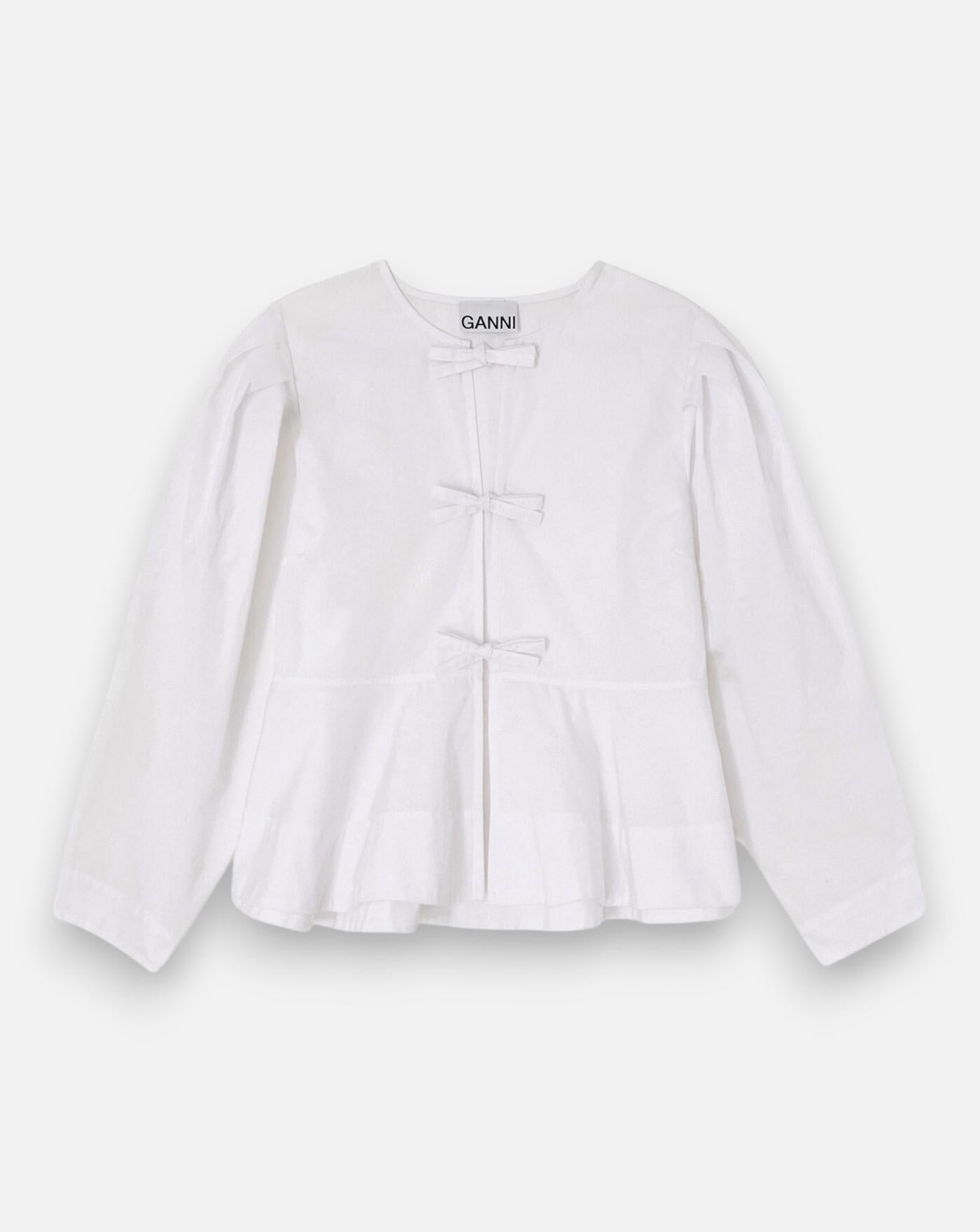 Blusa Ganni Compact Poplin Long Sleeve Peplum Blouse A1040486 151 GANNI 