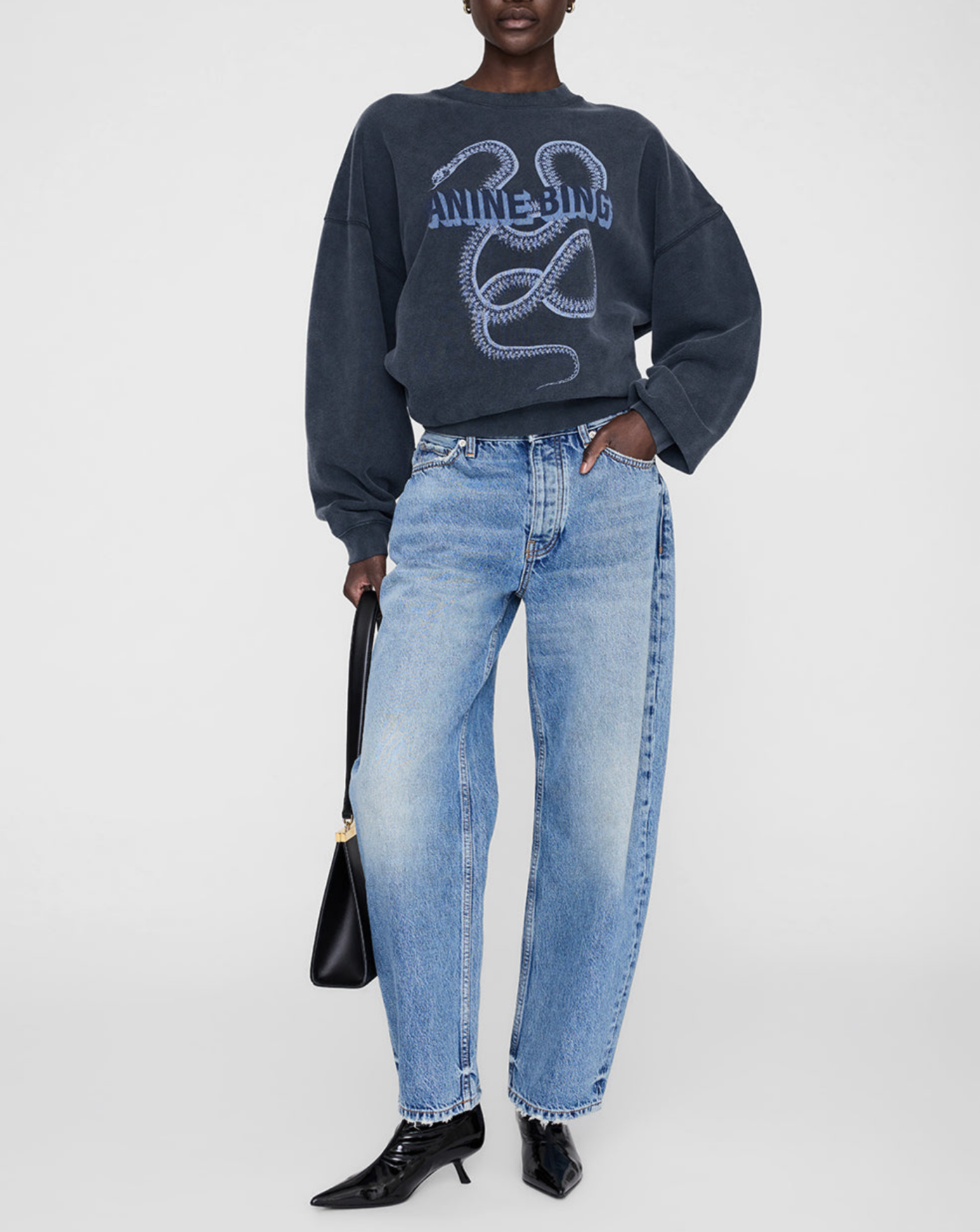 Sudadera Anine Bing Harvey Crew Snake A0812060WBL1  ANINE BING 