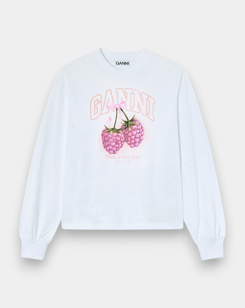 Camiseta Ganni Raspberry A1050141 151BRIGHT WHITE GANNI 