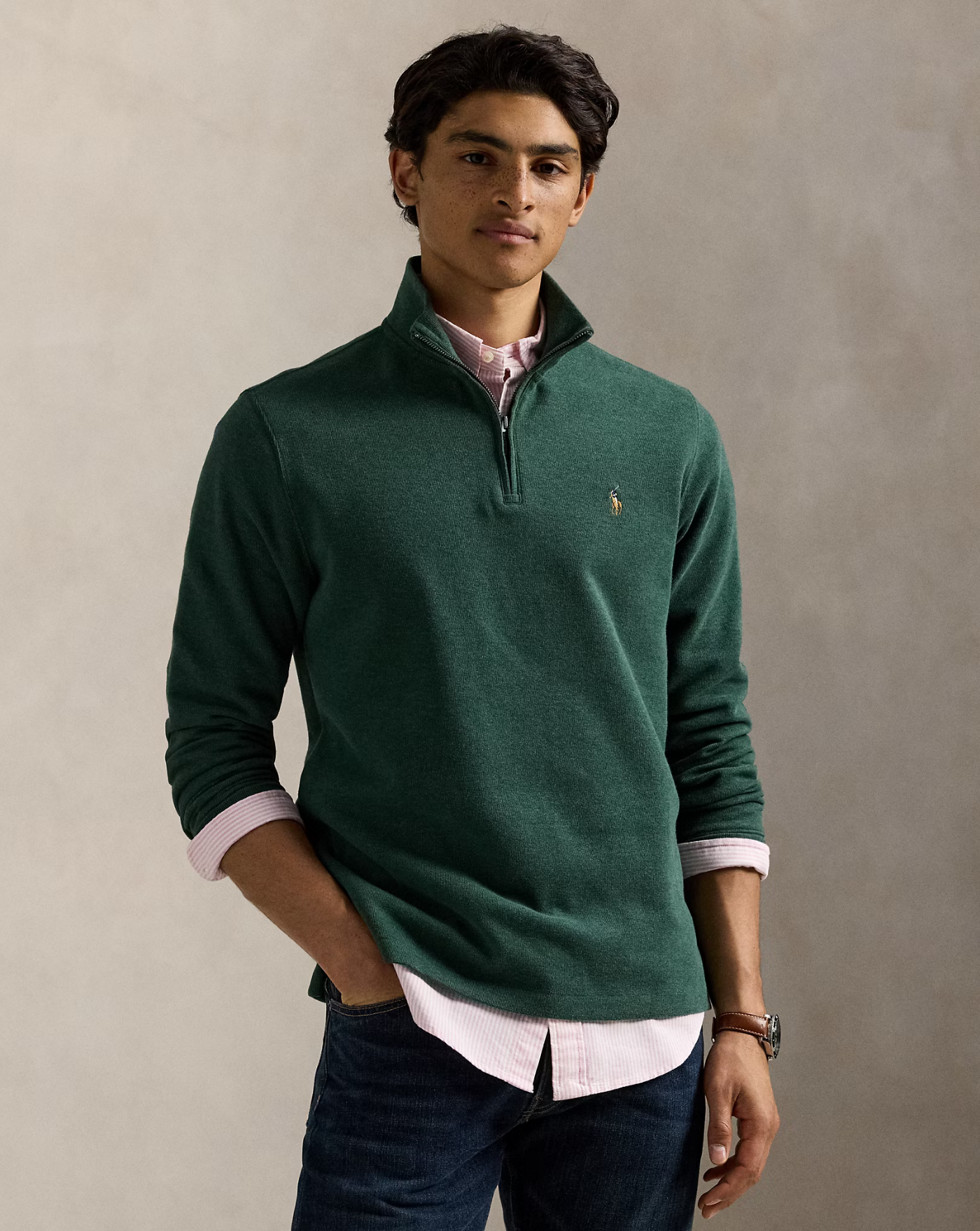 Jersey Polo Ralph Lauren Estate Rib 710671929032 SCOTCH PINE HEATHER POLO RALPH LAUREN 