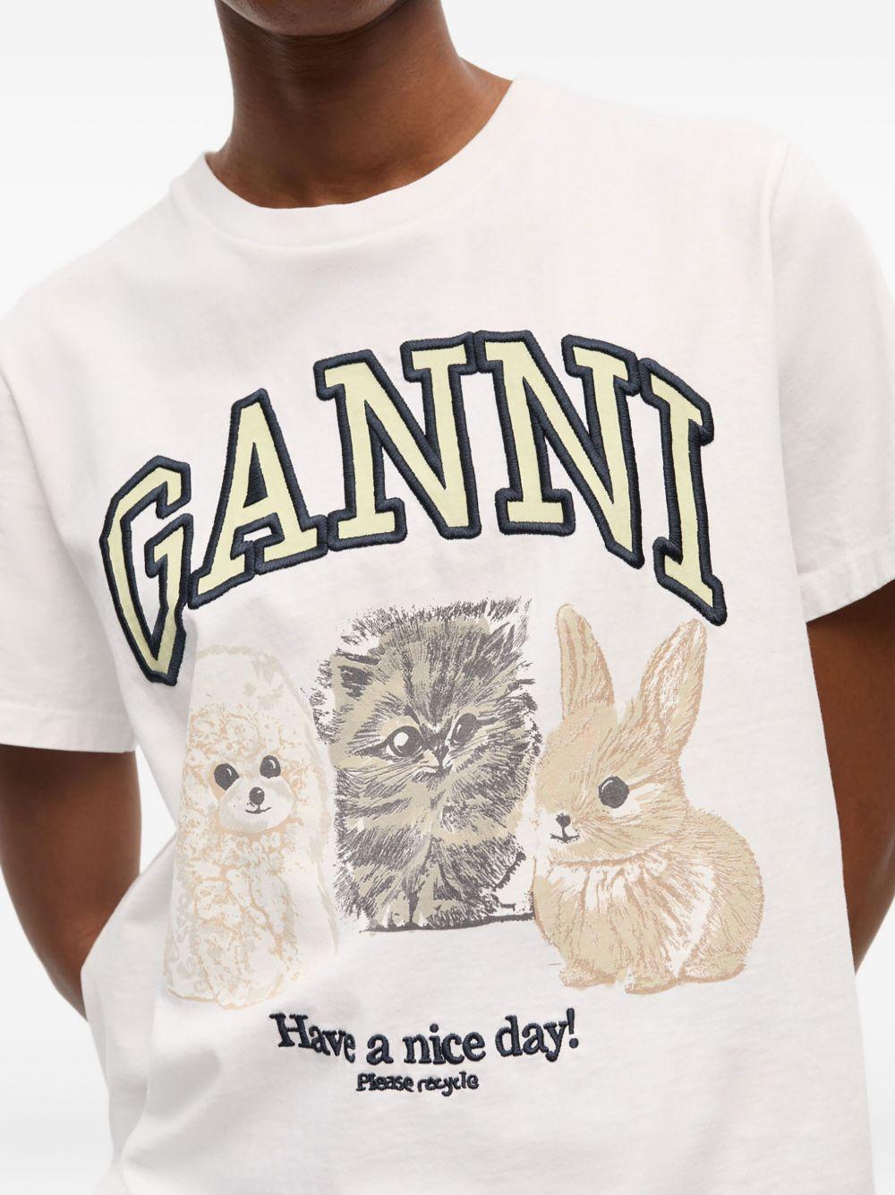 Camiseta Ganni Animals T4237 151 GANNI 