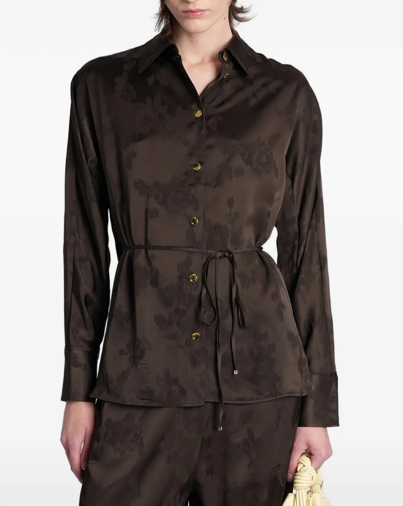 Camisa Ganni Fluid Satin Jacquard A1040264 ZWX DEMITASSE GANNI 