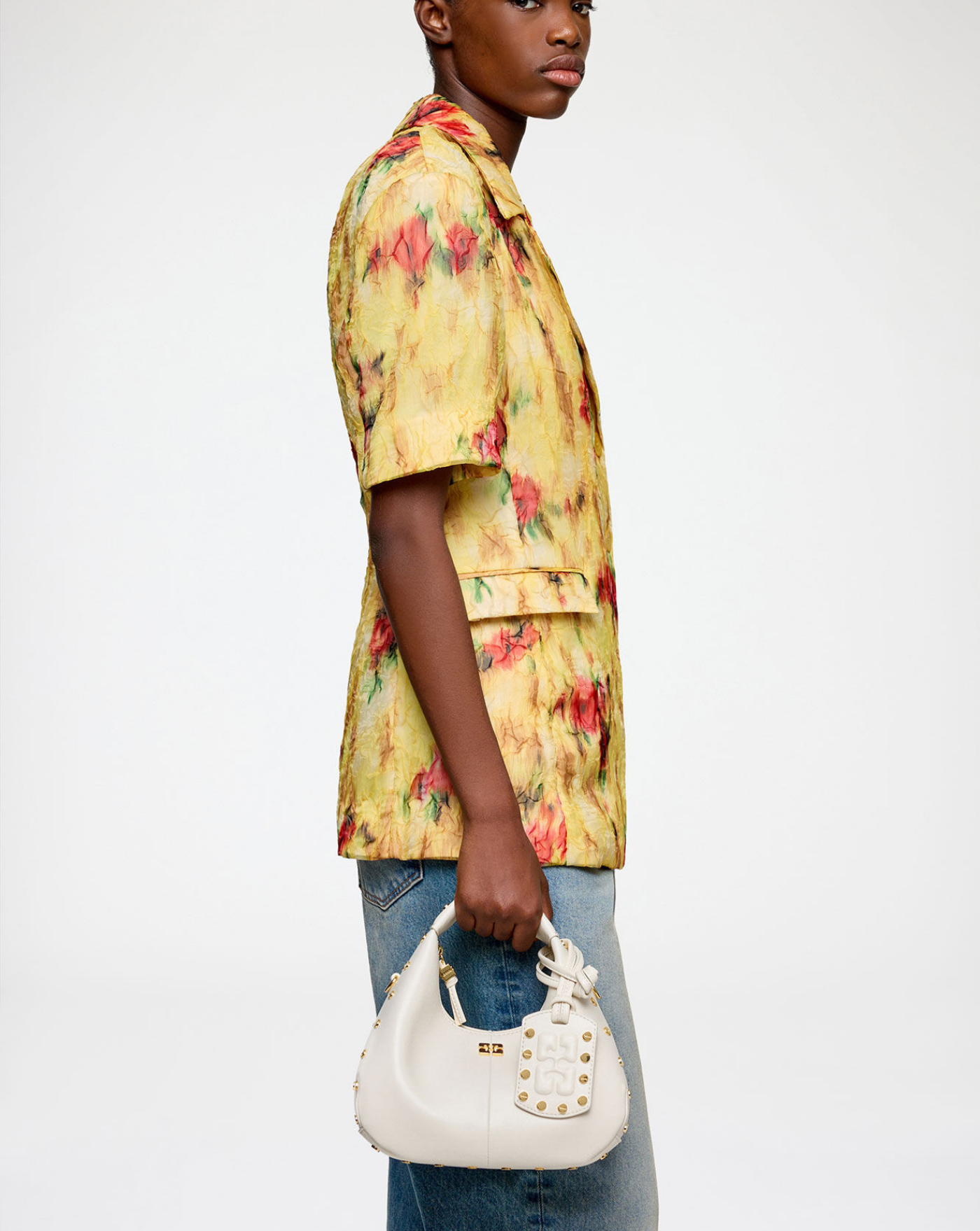 Bolso Ganni Hobo Mini Studs B2070129 135EGRET GANNI 