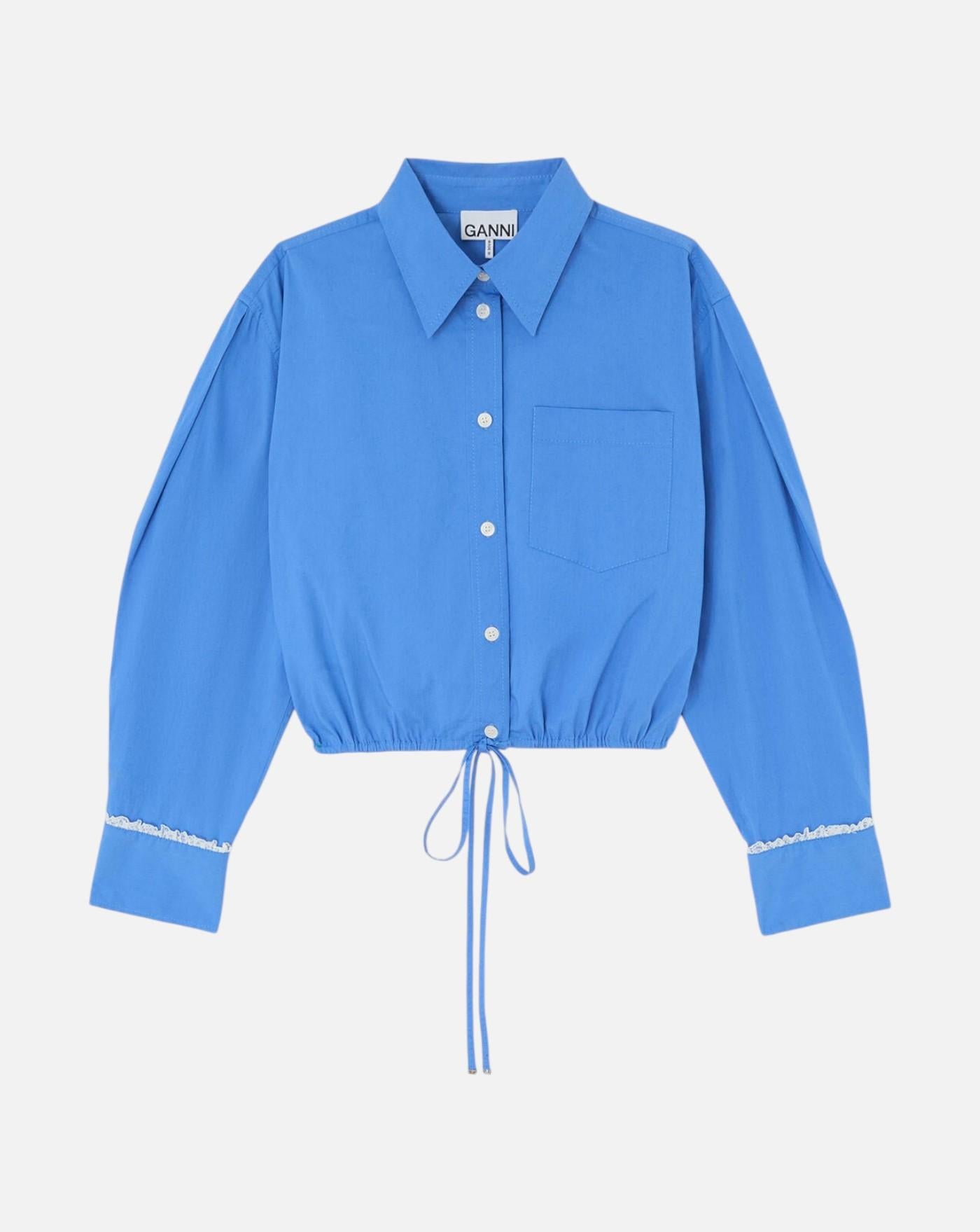 Blusa Ganni Stretch Cotton Cropped Bowling Shirt<BR/> A1140008 591 GANNI 