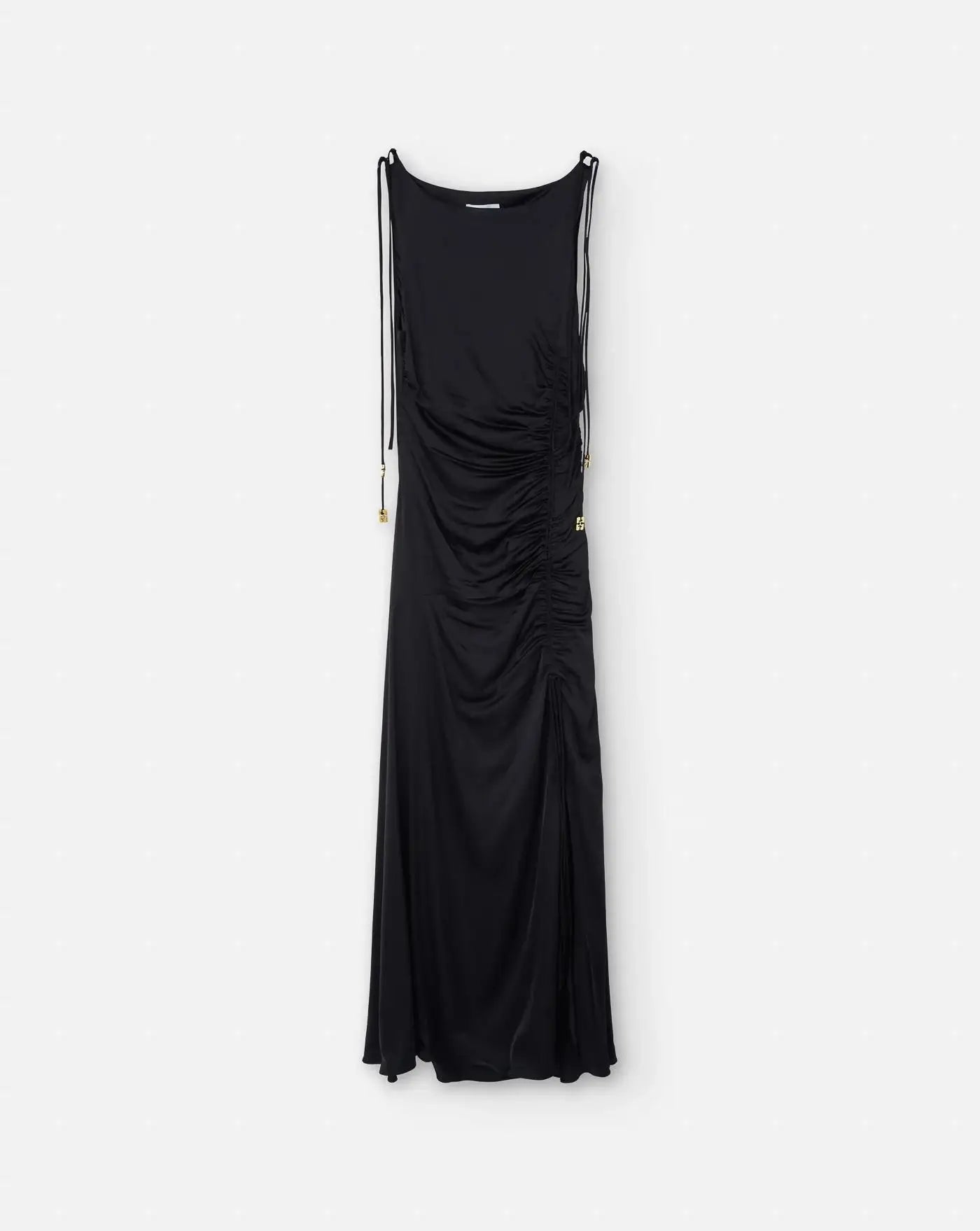 Vestido Ganni Solid Satin Gathered Long Dress W0381 099 GANNI 