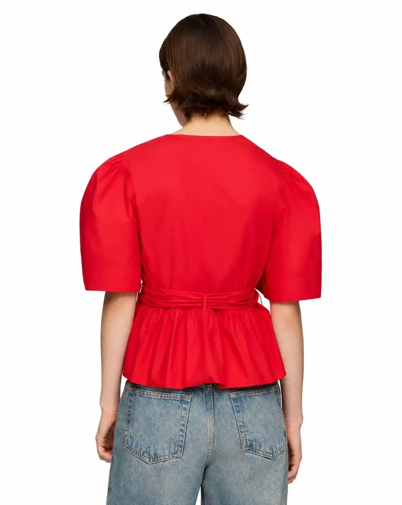 Blusa Cotton Poplin Bow Blouse<BR/> A1040485 474 GANNI 