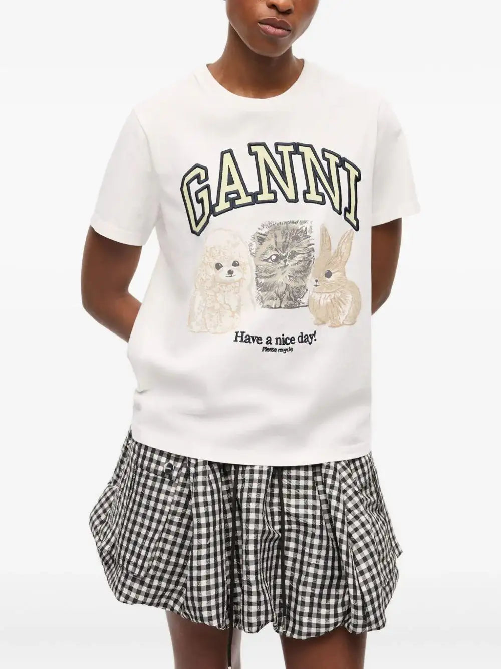 Camiseta Ganni Animals T4237 151 GANNI 