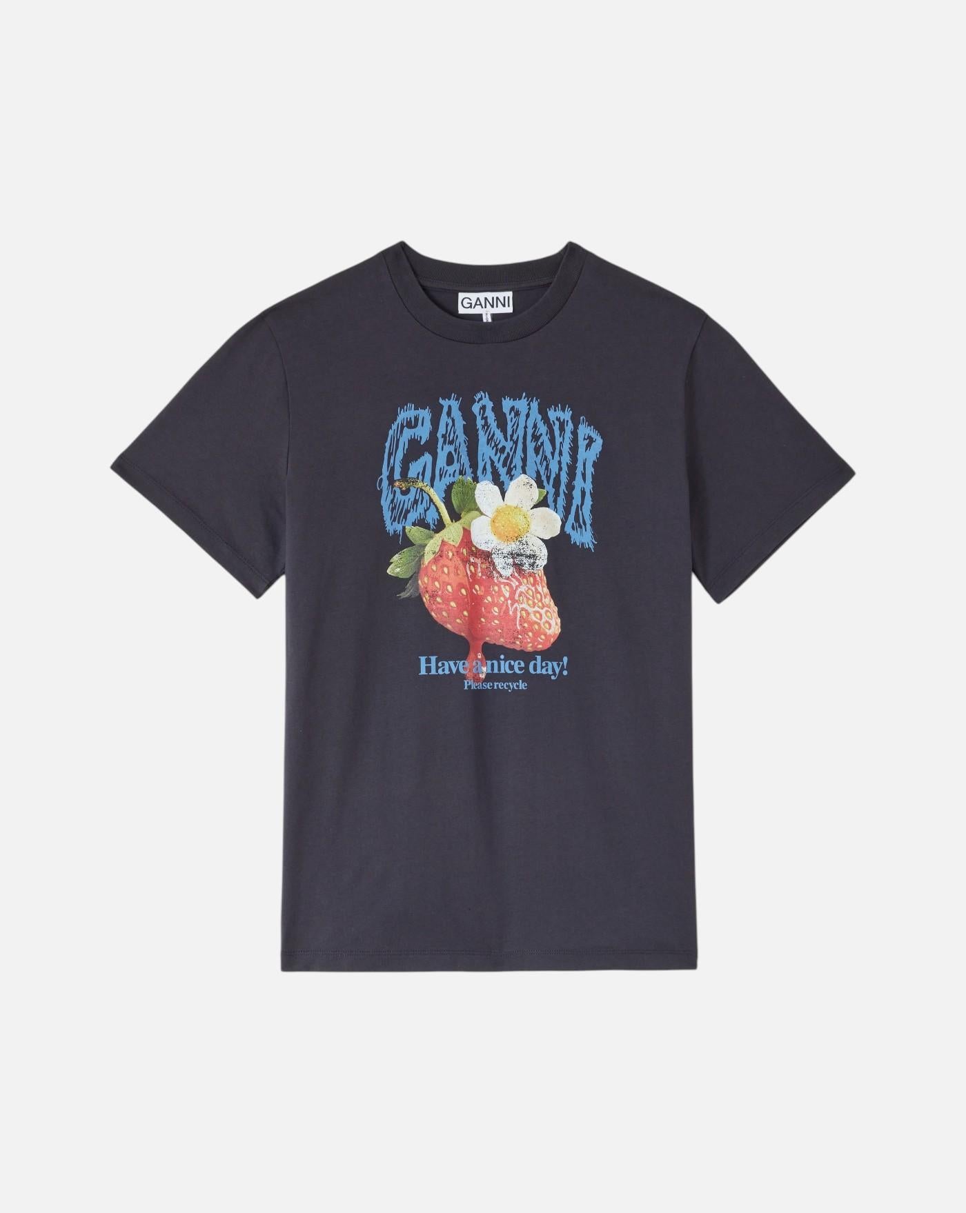 Camiseta Ganni Basic Cotton Jersey Strawberry<BR/> A1050257 252 GANNI 