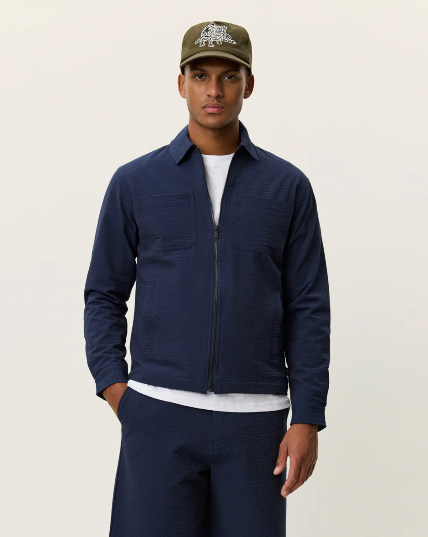 Chaqueta Les Deux Marseille Seersucker Zipper Jacket 1001366 460 LES DEUX 