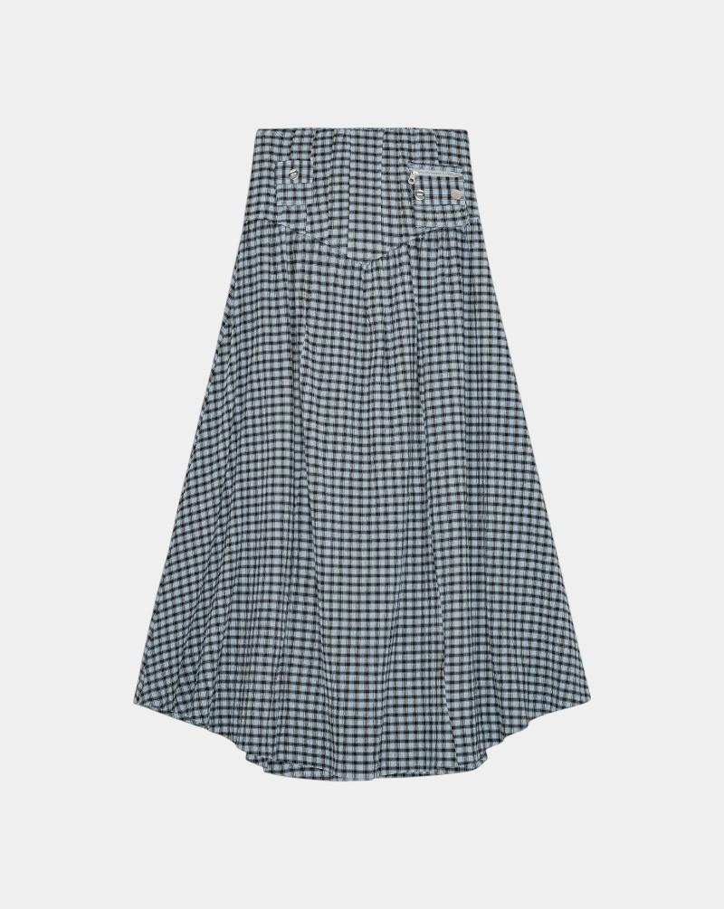 Falda Ganni Seersucker Check Long W0744 326 GANNI 