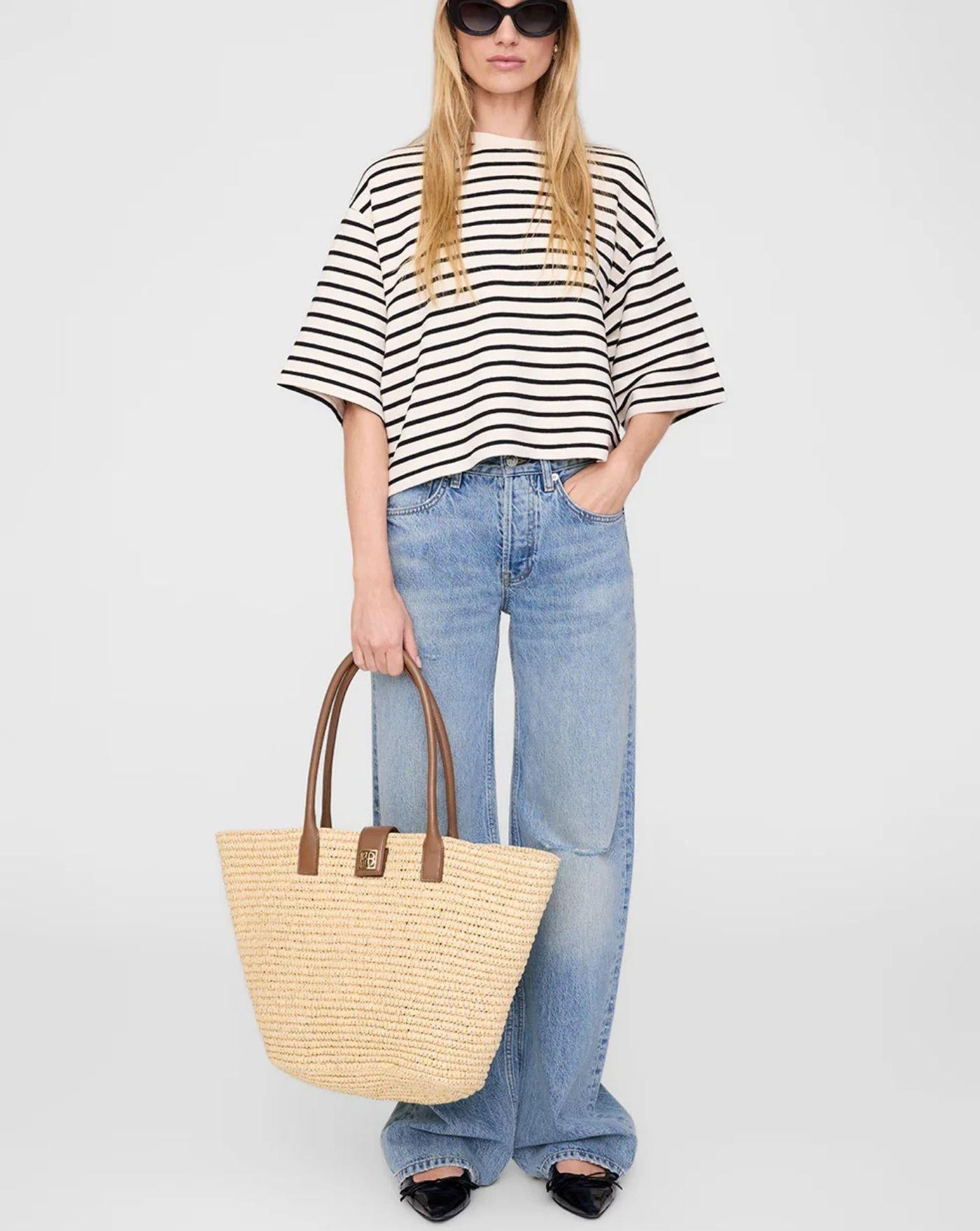 Camiseta Anine Bing Myers Cropped Tee A0811431 WHITE BLACK ANINE BING 