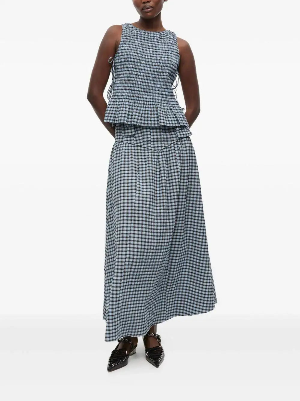 Falda Ganni Seersucker Check Long W0744 326 GANNI 