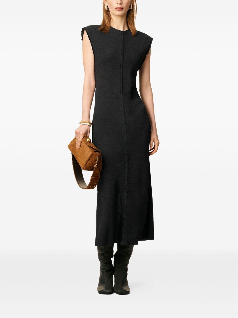 Vestido Ami Paris Black Long Raw Edge Details Dress FDR626VI0039 020 AMI PARIS 