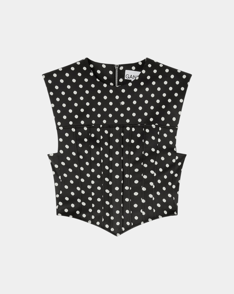 Top Ganni Lunares Satin A1040078 099 GANNI 